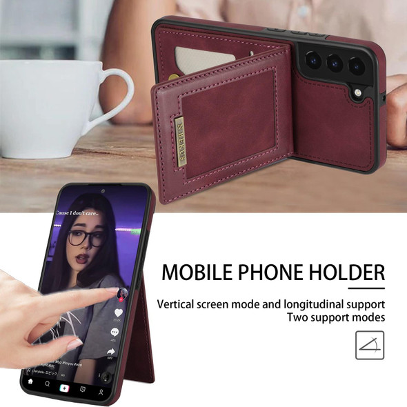 Samsung Galaxy S22+ 5G N.Bekus Vertical Flip Card Slot RFID Phone Case(Wine Red)