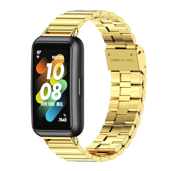 Huawei Band 7 / 7 NFC Mijobs Bamboo Stainless Steel Metal Buckle Watch Band(Gold)