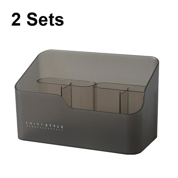 2 Sets Mirror Cabinet Separated Cosmetics Lipstick Desktop Sorting Storage Rack(Small+Large Black)