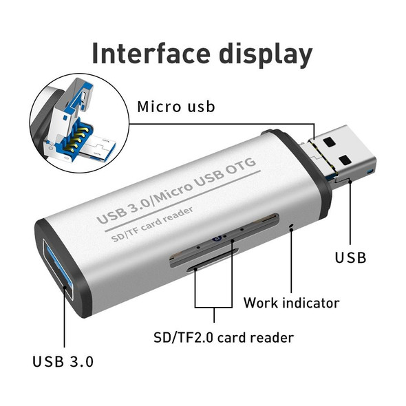 ADS-102 USB Multi-function OTG Card Reader(Grey)