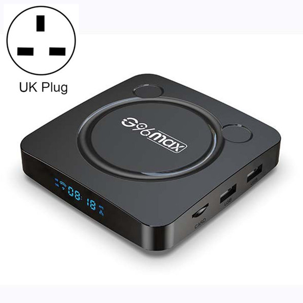 G96max Smart 4K HD Android 11.0 TV Box, Amlogic S905W2 Quad Core ARM Cortex A35, Support Dual Band WiFi, HDMI, RJ45, Capacity:4GB+32GB(UK Plug)