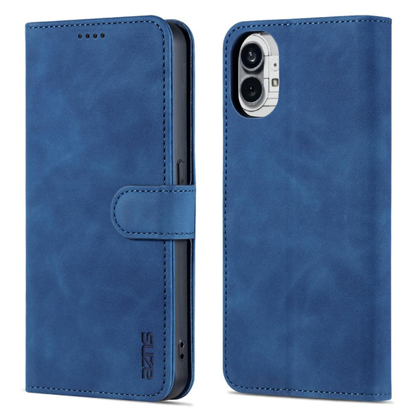 AZNS Skin Feel Calf Texture Flip Leatherette Phone Case - Nothing Phone 1(Blue)