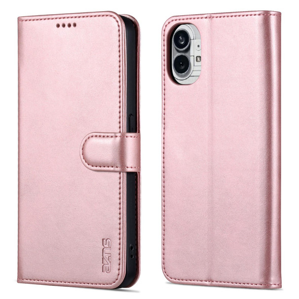 AZNS Skin Feel Calf Texture Flip Leatherette Phone Case - Nothing Phone 1(Rose Gold)