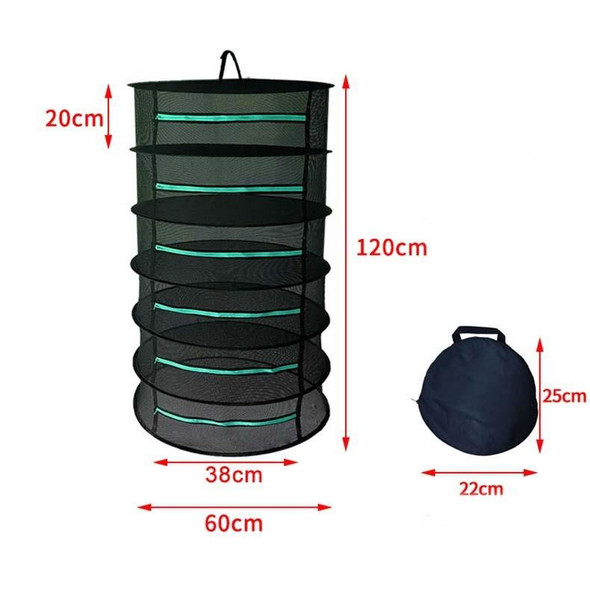 Hanging Herbal Drying Net Foldable Drying Rack Closed Zipper Plant Drying Net, Specification: 60cm Diameter 6 Layers