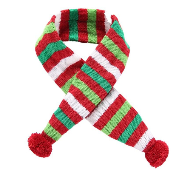 Dog Scarf Christmas Pet Accessories Winter Warmth Pet Scarf, Size: XL(Red and Green Stripes)