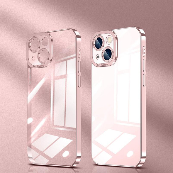 Crystal Plated High Transparency Phone Case - iPhone 13(Rose Gold)