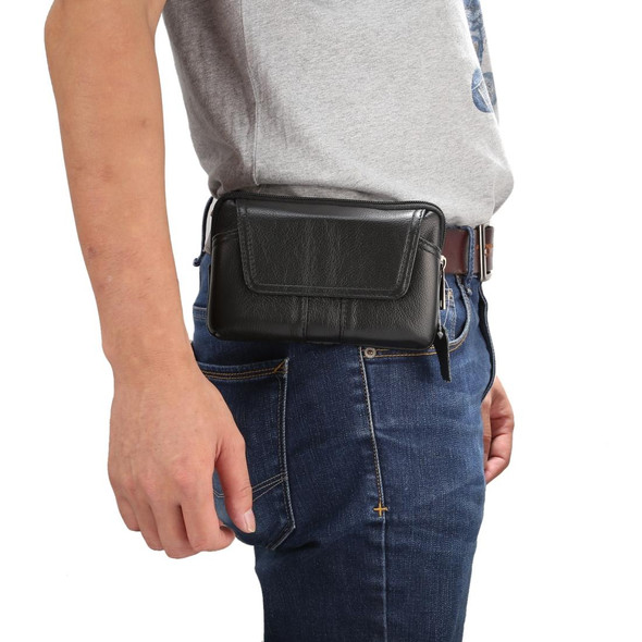 5.2 inch and Below Universal Genuine Leatherette Men Horizontal Style Case Waist Bag with Belt Hole, - iPhone, Samsung, Sony, Huawei, Meizu, Lenovo, ASUS, Oneplus, Xiaomi, Cubot, Ulefone, Letv, DOOGEE, V