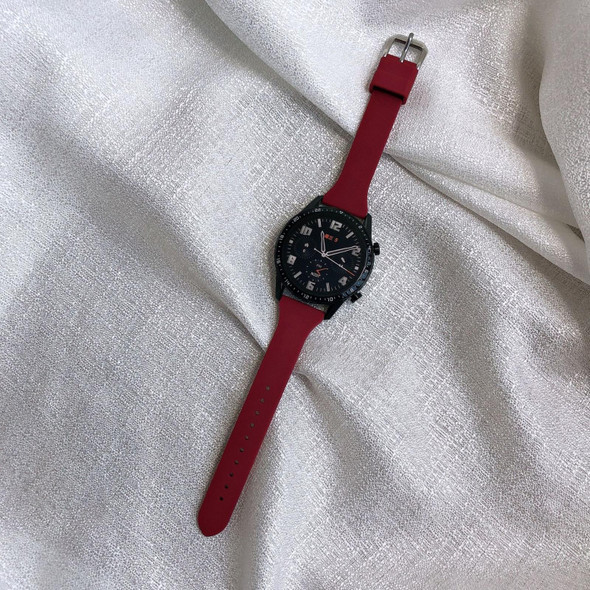 22mm Universal T-buckle Silicone Watch Band(Wine Red)