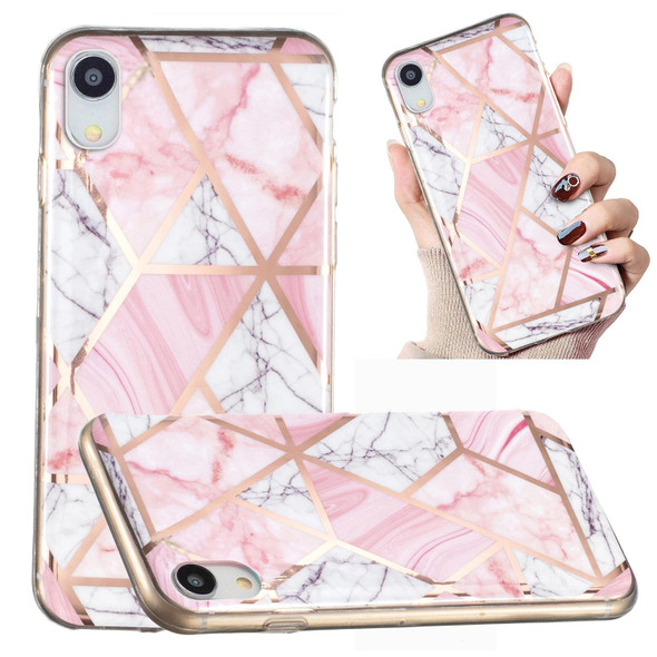 Electroplated Marble Pattern TPU Phone Case - iPhone XR(Pink and White)