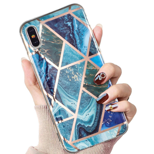 Electroplated Marble Pattern TPU Phone Case - iPhone XS / X(Blue and Green)