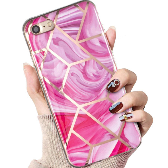 Electroplated Marble Pattern TPU Phone Case - iPhone SE 2022 / SE 2020 / 8 / 7(Red Rhombus)