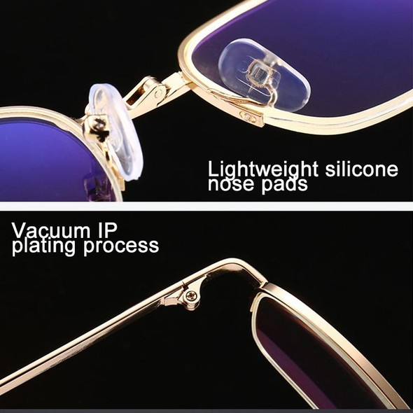 Folding Anti Blue-ray Presbyopic Reading Glasses with Case & Cleaning Cloth, +2.00D(Gold)