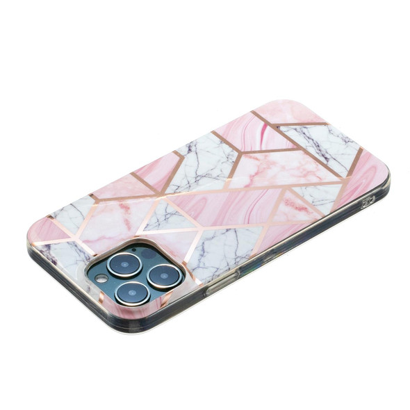 Electroplated Marble Pattern TPU Phone Case - iPhone 13 Pro(Pink and White)