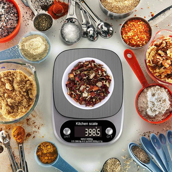 BOH-C305 Kitchen Stainless Steel LCD  Electronic Scale, Specification: 3kg/0.1g