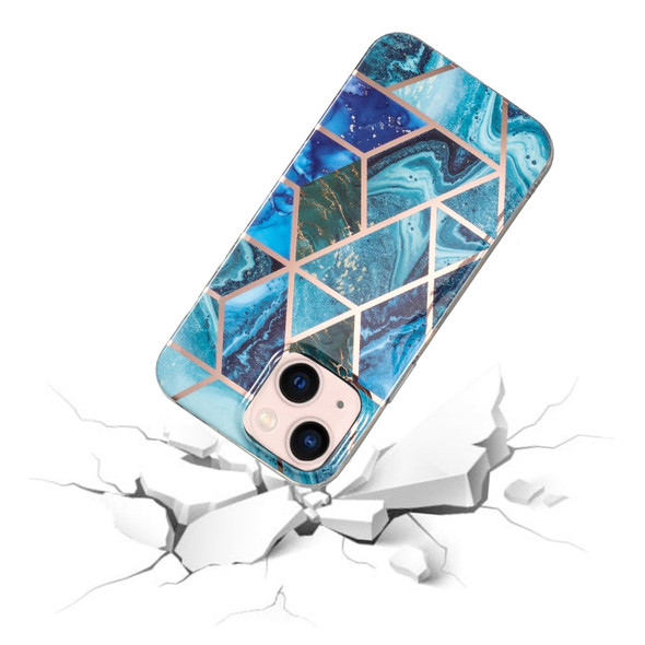 Electroplated Marble Pattern TPU Phone Case - iPhone 14(Blue and Green)