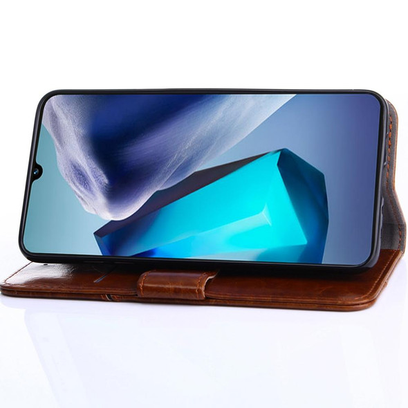 vivo iQOO Z6 44W/vivo T1 Snapdragon 680 Geometric Stitching Leather Phone Case(Light Brown)