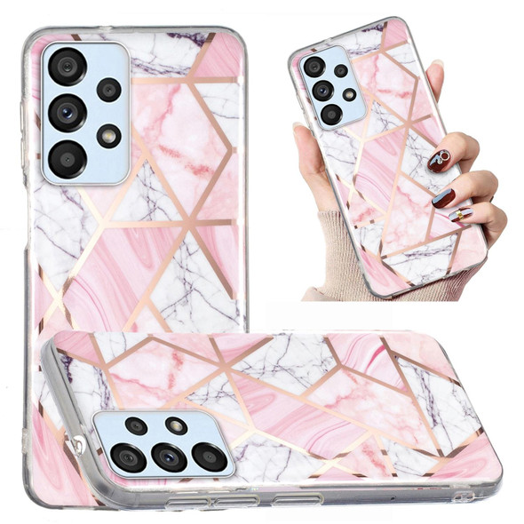 Samsung Galaxy A32 4G Electroplated Marble Pattern TPU Phone Case(Pink and White)