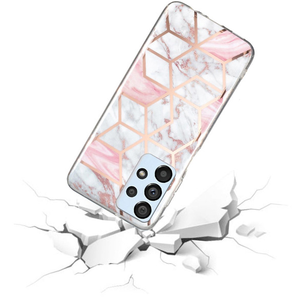 Samsung Galaxy A32 4G Electroplated Marble Pattern TPU Phone Case(White Gravel Pink)