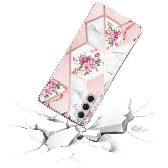Samsung Galaxy A13 5G Electroplated Marble Pattern TPU Phone Case(Rose Pink White)
