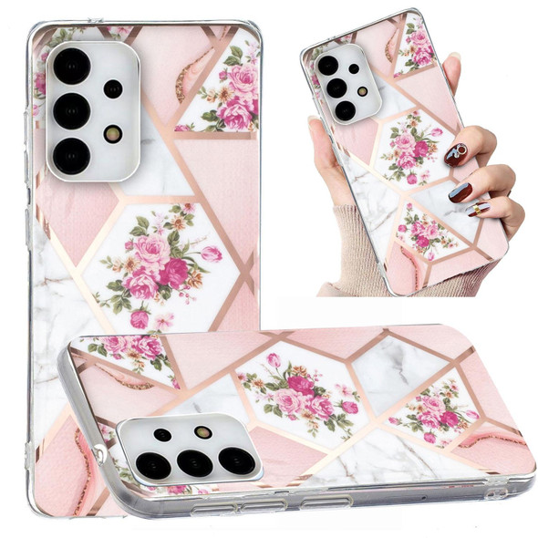 Samsung Galaxy A13 4G Electroplated Marble Pattern TPU Phone Case(Rose Pink White)