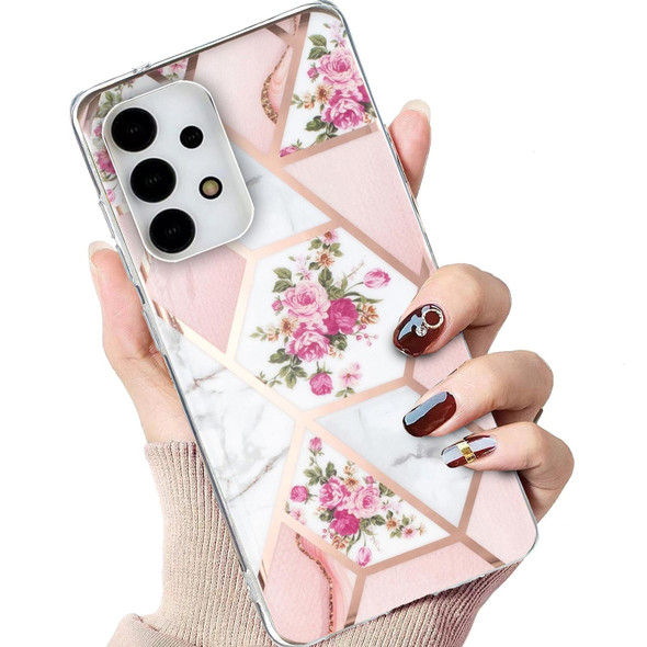 Samsung Galaxy A13 4G Electroplated Marble Pattern TPU Phone Case(Rose Pink White)