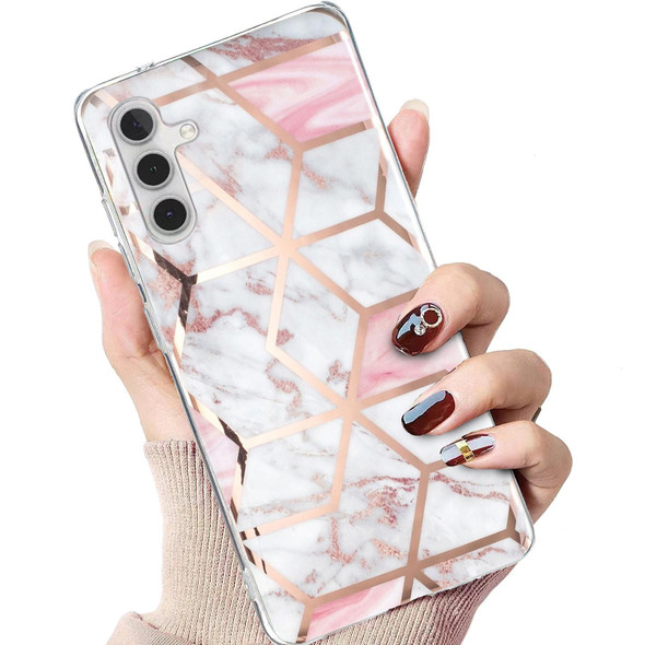 Samsung Galaxy A13 5G Electroplated Marble Pattern TPU Phone Case(White Gravel Pink)