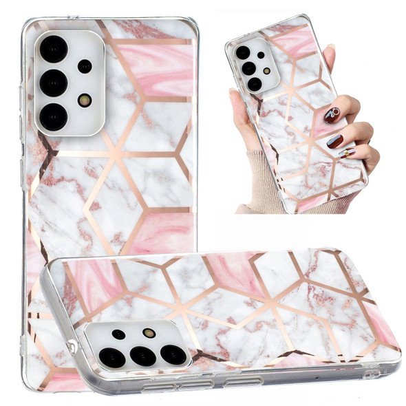 Samsung Galaxy A13 4G Electroplated Marble Pattern TPU Phone Case(White Gravel Pink)