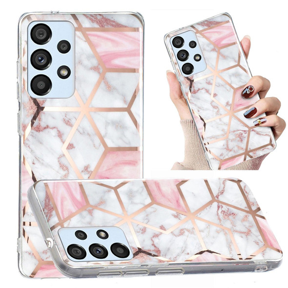 Samsung Galaxy A52 5G / 4G Electroplated Marble Pattern TPU Phone Case(White Gravel Pink)