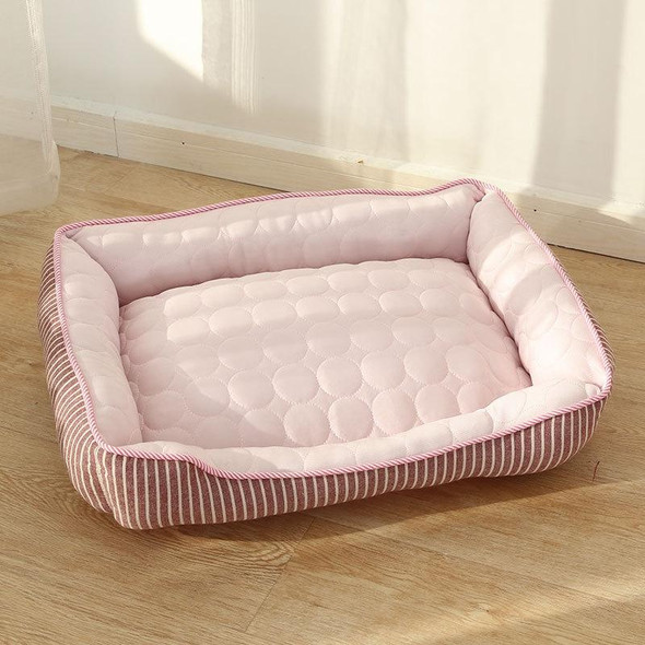 Summer Cold Feeling Dog Cat Kennel Ice Silk Cool Den,Size: S(Pink)