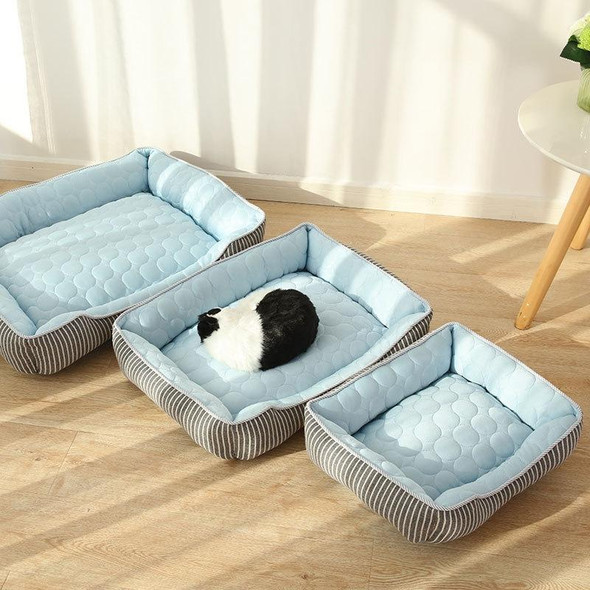 Summer Cold Feeling Dog Cat Kennel Ice Silk Cool Den,Size: S(Blue)