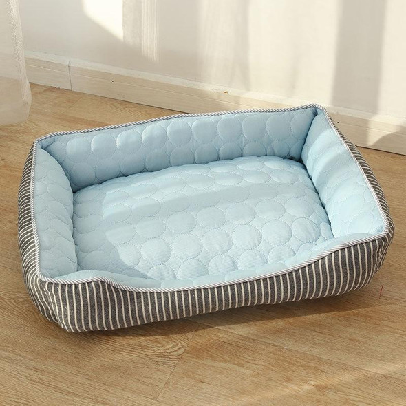 Summer Cold Feeling Dog Cat Kennel Ice Silk Cool Den,Size: L(Blue)