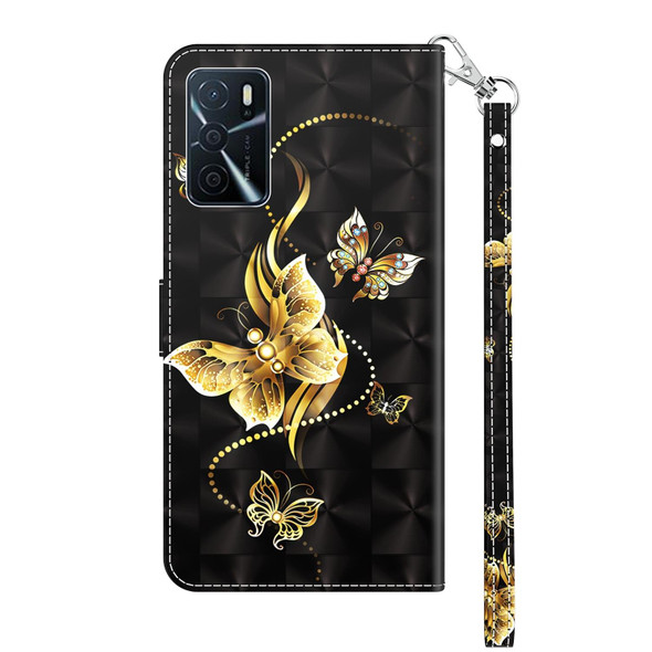 OPPO A16 / A16s / A54s 3D Painted Leather Phone Case(Golden Swallow Butterfly)