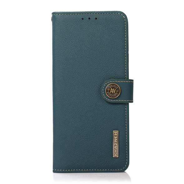 OnePlus 10T/Ace Pro KHAZNEH Custer Texture RFID Genuine Leather Phone Case(Green)