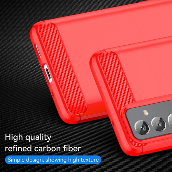 Samsung Galaxy A82 Brushed Texture Carbon Fiber TPU Phone Case(Red)