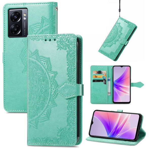 OPPO A77 Mandala Flower Embossed Leather Phone Case(Green)