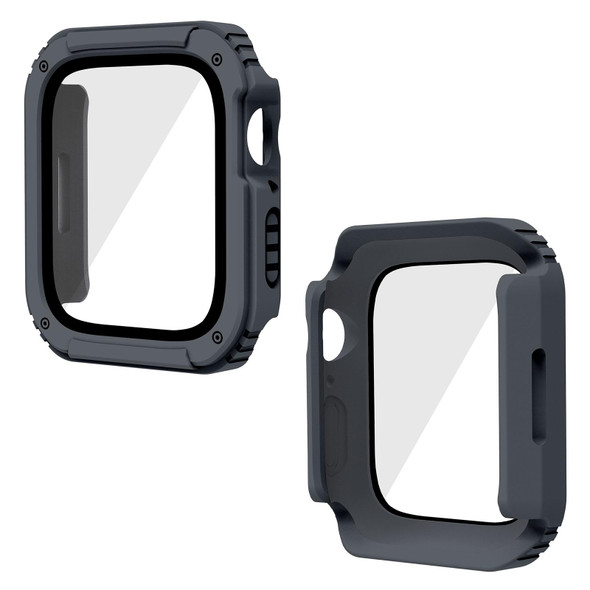 2 in 1 Screen Tempered Glass Film Protective Case - Apple Watch Series 7 45mm(Dark Grey)