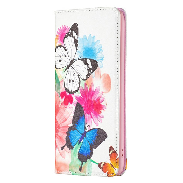 Nokia G11 / G21 Colored Drawing Pattern Invisible Magnetic Leather Phone Case(Two Butterflies)