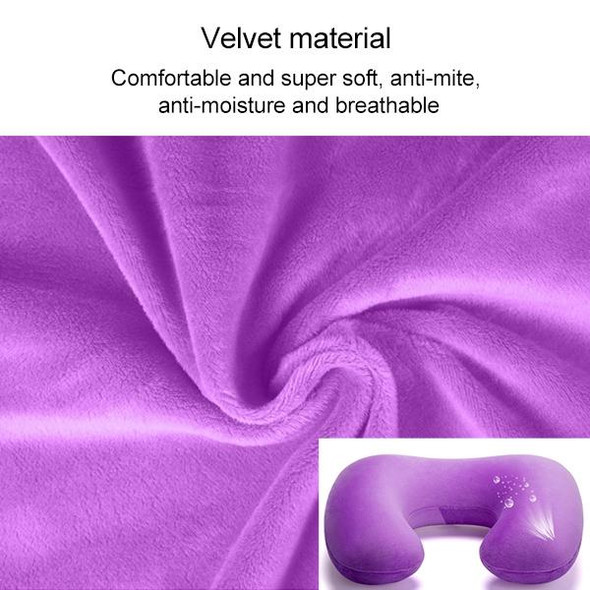 Air Inflatable U-Shaped Travel Neck Pillow Cushion(Rose Red)