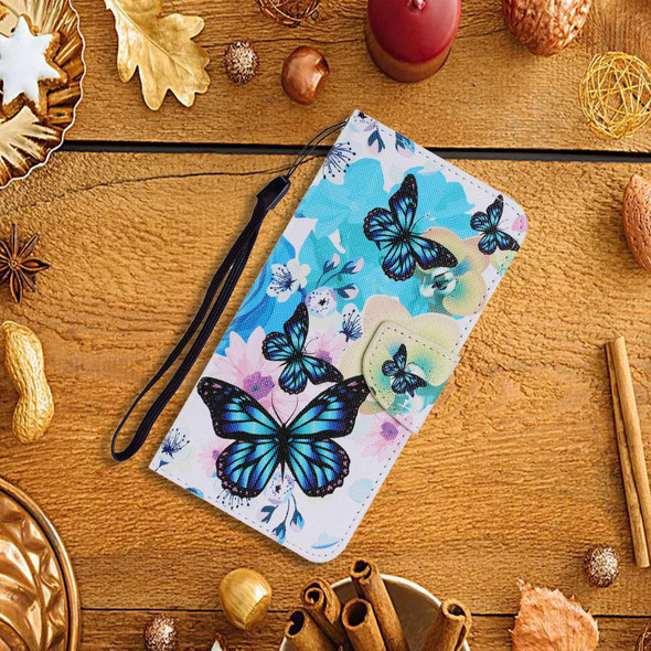 Samsung Galaxy S20 Plus Coloured Drawing Pattern Horizontal Flip PU Leather Case with Holder & Card Slots & Wallet & Lanyard(Purple Butterfly)