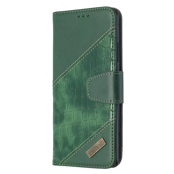Samsung Galaxy A91 / S10 Lite Matching Color Crocodile Texture Horizontal Flip PU Leather Case with Wallet & Holder & Card Slots(Green)
