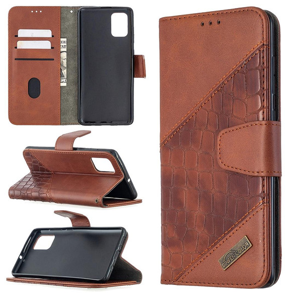 Samsung Galaxy A71 Matching Color Crocodile Texture Horizontal Flip PU Leather Case with Wallet & Holder & Card Slots(Brown)