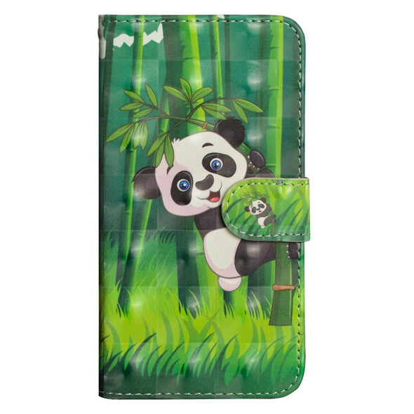 Samsung Galaxy G390S 3D Painting Pattern Horizontal Flip TPU + PU Leather Case with Holder & Card Slots & Wallet(Panda Climbing Bamboo)