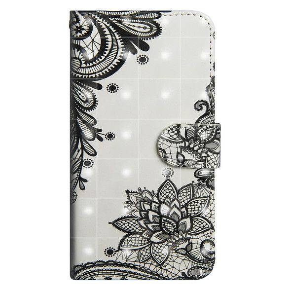 Samsung Galaxy A30s 3D Painting Pattern Horizontal Flip TPU + PU Leather Case with Holder & Card Slots & Wallet(Diagonal Black Flower)