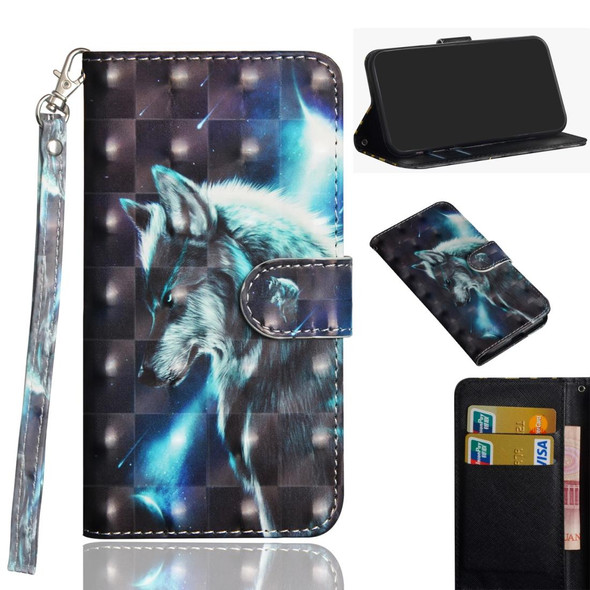 Samsung Galaxy A21s 3D Painting Pattern Horizontal Flip TPU + PU Leather Case with Holder & Card Slots & Wallet(Wolf)