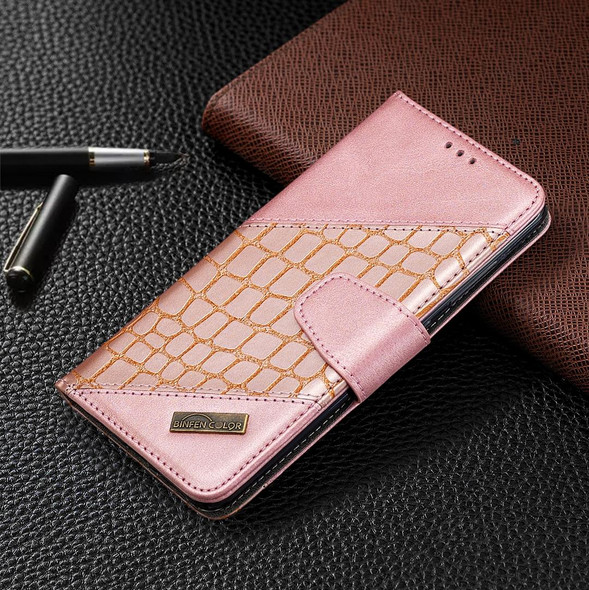 Samsung Galaxy A51 Matching Color Crocodile Texture Horizontal Flip PU Leather Case with Wallet & Holder & Card Slots(Rose Gold)