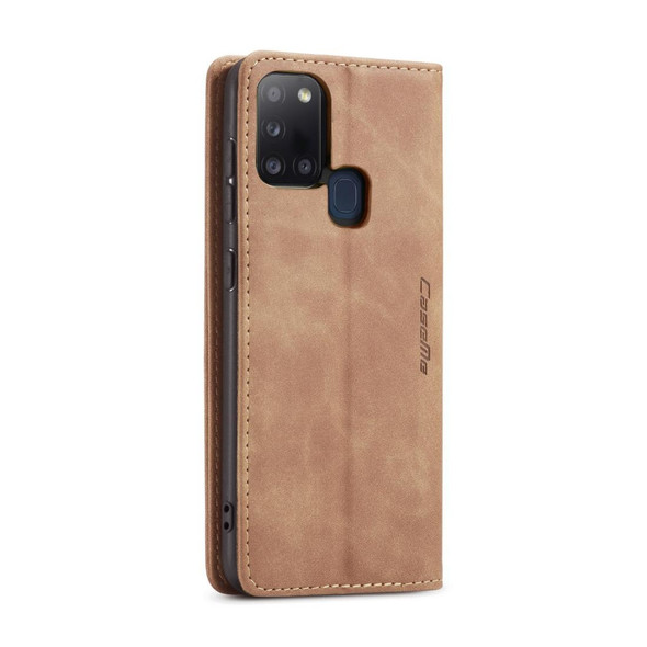 Samsung Galaxy A21S CaseMe-013 Multifunctional Retro Frosted Horizontal Flip Leather Case with Card Slot & Holder & Wallet(Brown)