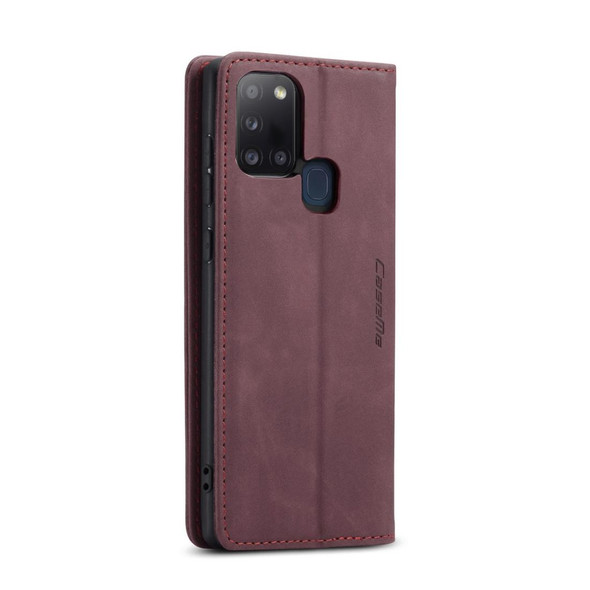 Samsung Galaxy A21S CaseMe-013 Multifunctional Retro Frosted Horizontal Flip Leather Case with Card Slot & Holder & Wallet(Wine Red)