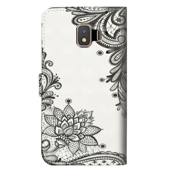Samsung Galaxy J2 Core (2020) 3D Painting Pattern Horizontal Flip TPU + PU Leather Case with Holder & Card Slots & Wallet(Diagonal Black Flower)