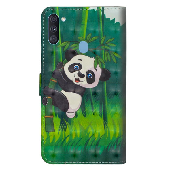 Samsung Galaxy A11 3D Painting Pattern Horizontal Flip TPU + PU Leather Case with Holder & Card Slots & Wallet(Panda Climbing Bamboo)