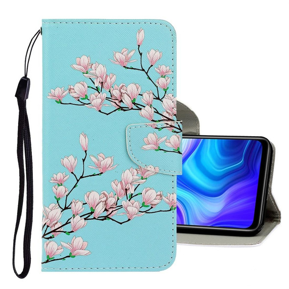 Samsung Galaxy A21s 3D Colored Drawing Horizontal Flip PU Leather Case with Holder & Card Slots & Wallet(Magnolia)